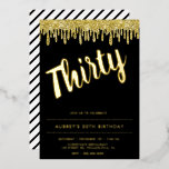 Modern Black Gold 30th Birthday Folie Uitnodiging<br><div class="desc">Modern Black Gold 30th Birthday Folie Uitnodiging</div>