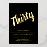 Modern Black Gold 30th Birthday Folie Uitnodiging<br><div class="desc">Modern Black Gold 30th Birthday Folie Uitnodiging</div>