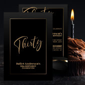 Modern Black Gold 30th Birthday Party Kaart