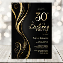 Modern Black Gold 30th Birthday Party