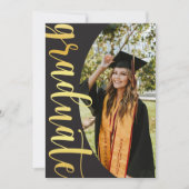 Modern Black Gold 4 Photo Graduation Announcement Kaart (Voorkant)