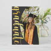 Modern Black Gold 4 Photo Graduation Announcement Kaart (Staand voorkant)