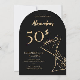 Modern Black Gold 50e verjaardag Cocktail Kaart