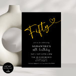 Modern Black Gold 50th Birthday Party Kaart<br><div class="desc">Hallo Vier uw mijlpaal in stijl met onze Modern Black and Gold 50th Birthday Party Invitation! Met een luxe mix van strak zwart en glinsterende gouden accenten straalt deze uitnodiging sophisticatie en glamour uit. Perfect voor het markeren van uw 50e verjaardag op een elegante en gedurfde manier, de stijlvolle typografie...</div>