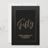 Modern Black Gold 50th Birthday Party Kaart (Achterkant)