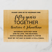 Modern Black & Gold 50th Wedding Jubileum Folie Uitnodiging (Achterkant)