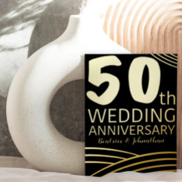 Modern Black & Gold 50th Wedding Jubileum Folie Uitnodiging