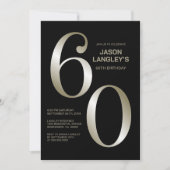 Modern Black Gold 60th Birthday Party Kaart (Voorkant)