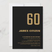 Modern Black Gold 60th Birthday Party Kaart (Voorkant)