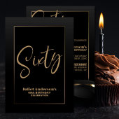 Modern Black Gold 60th Birthday Party Kaart