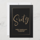 Modern Black Gold 60th Birthday Party Kaart (Achterkant)