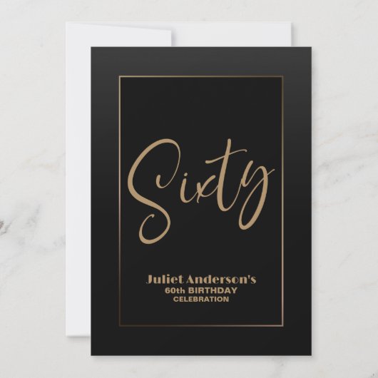 Modern Black Gold 60th Birthday Party Kaart (Achterkant)