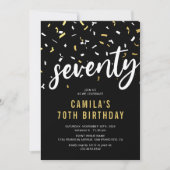 Modern Black & Gold 70th Birthday Party Invitation Kaart (Voorkant)
