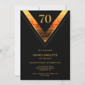 Modern Black Gold 70th Birthday Party Kaart (Voorkant)
