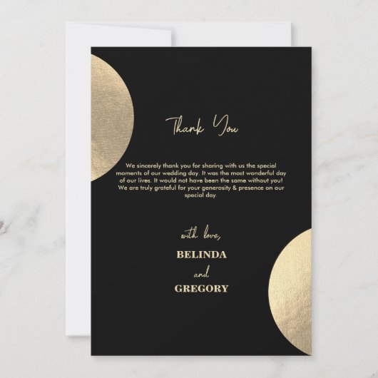 Modern Black & Gold Abstract bruiloft foto Bedankkaart (Voorkant)