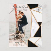 Modern Black Gold Abstract op witte marmer Aankondigingskaart (Voorkant)