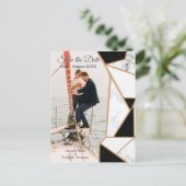 Modern Black Gold Abstract op witte marmer Aankondigingskaart (Staand voorkant)