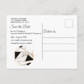 Modern Black Gold Abstract op witte marmer Aankondigingskaart (Achterkant)