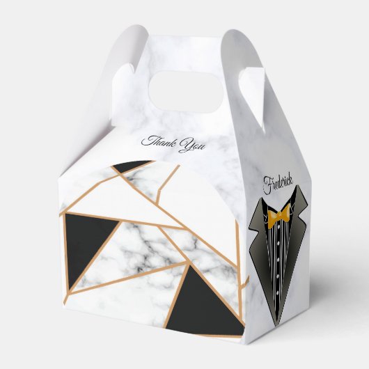 Modern Black Gold Abstract op witte marmer Bedankdoosjes (Voorkant Zijde)
