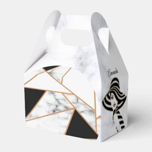 Modern Black Gold Abstract op witte marmer Bedankdoosjes (Achterkant)