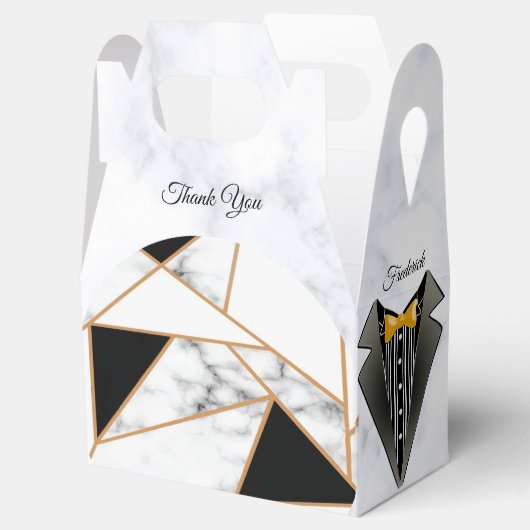Modern Black Gold Abstract op witte marmer Bedankdoosjes (Geopend)