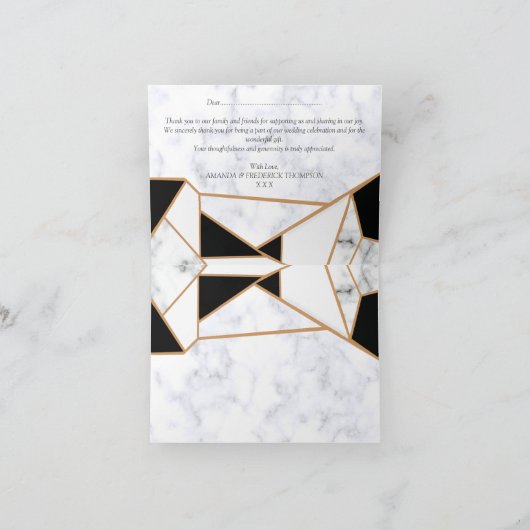 Modern Black Gold Abstract op witte marmer Bedankkaart (Binnen)