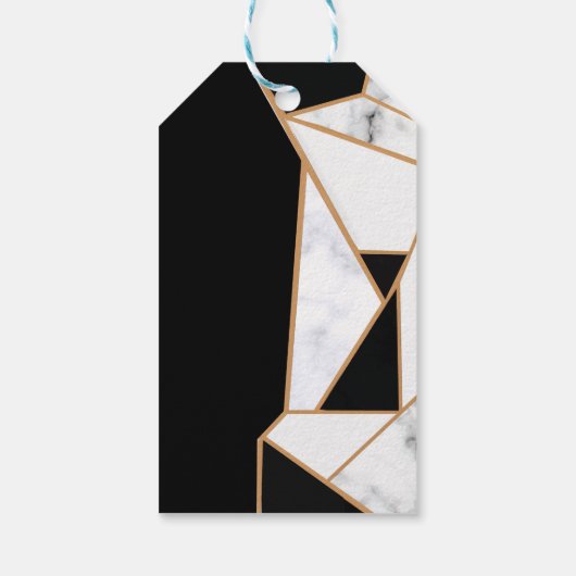 Modern Black Gold Abstract op witte marmer Cadeaulabel (Achterkant)