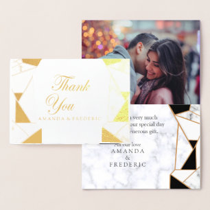 Modern Black Gold Abstract op witte marmer Folie Kaarten