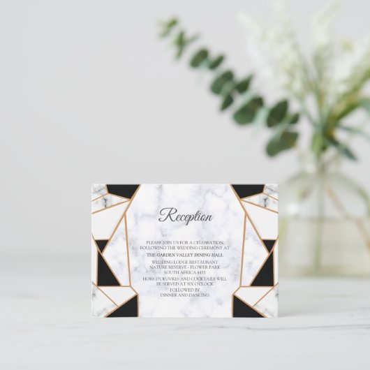 Modern Black Gold Abstract op witte marmer Informatiekaartje (Staand voorkant)