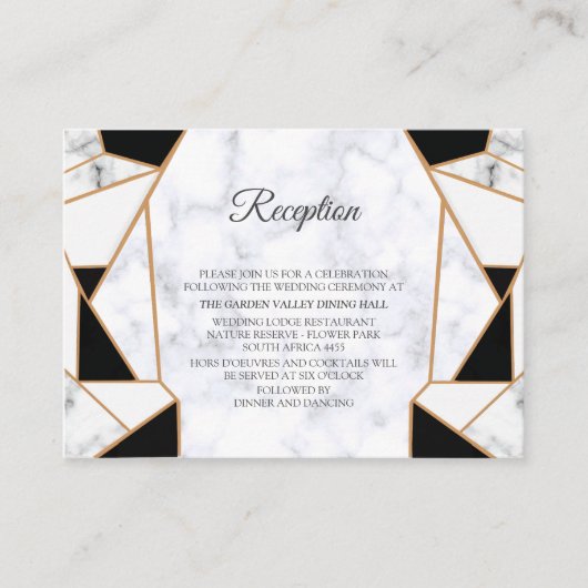 Modern Black Gold Abstract op witte marmer Informatiekaartje (Voorkant)