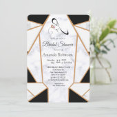 Modern Black Gold Abstract op witte marmer Kaart (Staand voorkant)