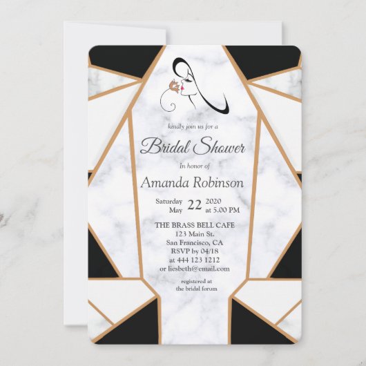 Modern Black Gold Abstract op witte marmer Kaart (Voorkant)