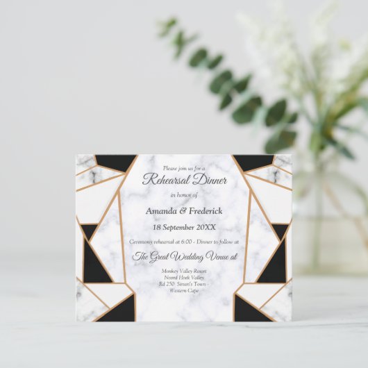 Modern Black Gold Abstract op witte marmer Kaart (Staand voorkant)