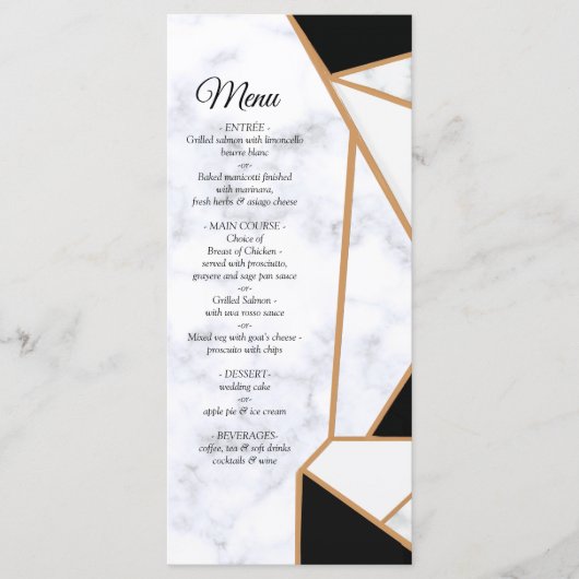Modern Black Gold Abstract op witte marmer Menu (Voorkant)
