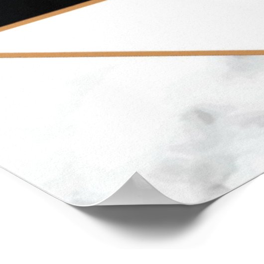 Modern Black Gold Abstract op witte marmer Poster (Hoek)