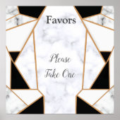 Modern Black Gold Abstract op witte marmer Poster (Voorkant)