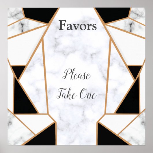 Modern Black Gold Abstract op witte marmer Poster (Voorkant)