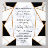 Modern Black Gold Abstract op witte marmer Poster (Voorkant)