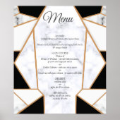 Modern Black Gold Abstract op witte marmer Poster (Voorkant)