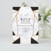Modern Black Gold Abstract op witte marmer RSVP Kaartje (Staand voorkant)