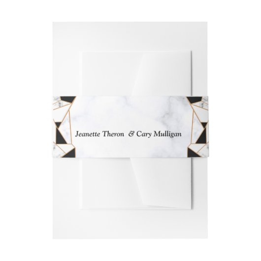Modern Black Gold Abstract op witte marmer Uitnodigingen Wikkel (Voorkant Voorbeeld)