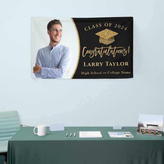 Modern Black Gold Afstuderen fotograaf Spandoek (Beurs)