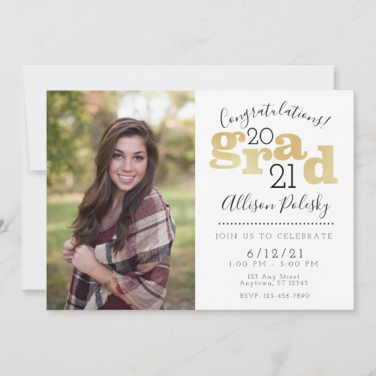 Modern Black Gold Afstuderen Klasse 2022 Aankondiging (Voorkant)