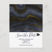 Modern Black & Gold Agaat Afstuderen Save the Date Briefkaart (Voorkant)