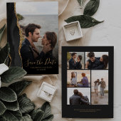 Modern Black Gold Agate 6-Foto Save the Date Kaart
