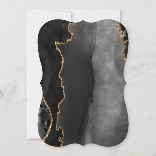 Modern Black Gold Agate Dark Bracket Weddenschap Kaart (Achterkant)