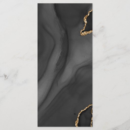 Modern Black Gold Agate Dark Wedding Menu (Achterkant)