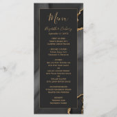 Modern Black Gold Agate Dark Wedding Menu (Voorkant)
