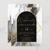 Modern Black Gold Agate Marble Glitter Wedding (Voorkant / Achterkant)