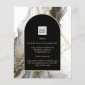 Modern Black Gold Agate Marble Glitter Wedding (Achterkant)